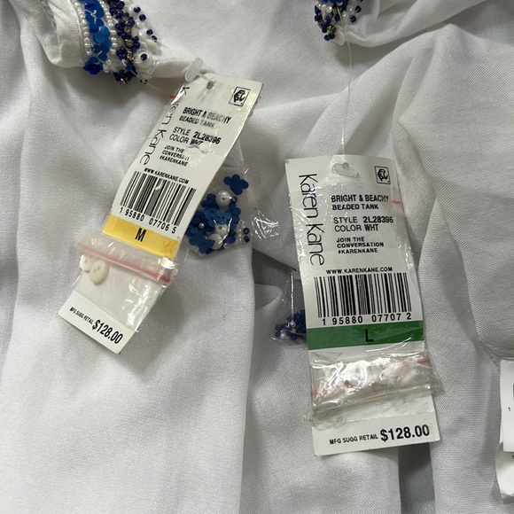 Karen Kane Beaded V-Neck Sleeveless Sharkbite Hem Tank Top - Picture 12 of 12